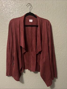 Dressbarn Maroon/brown suede-like lightweight jacket